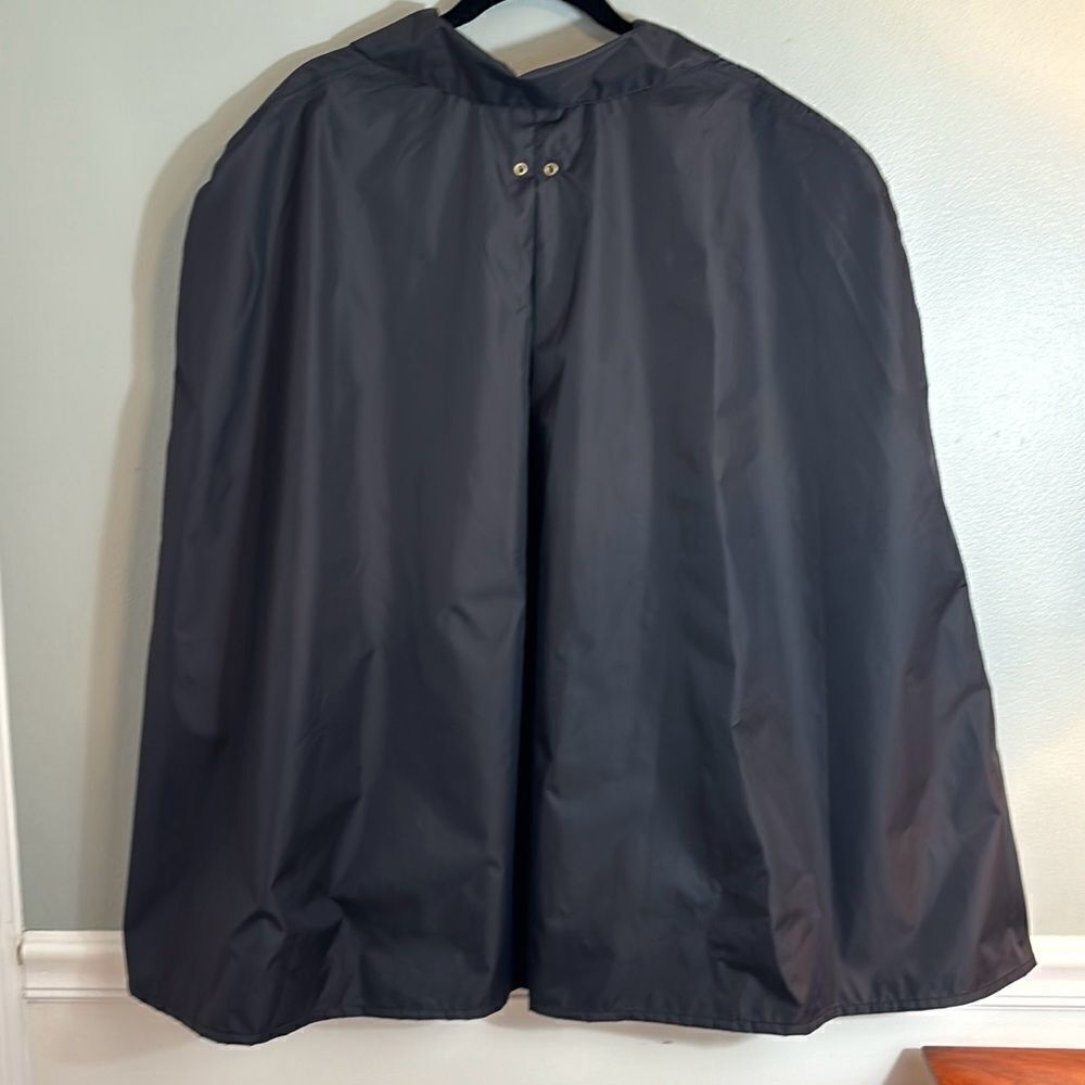 Preston & York Black zip Poncho Raincoat Wrap cape leopard lining pockets M/L - Picture 11 of 12